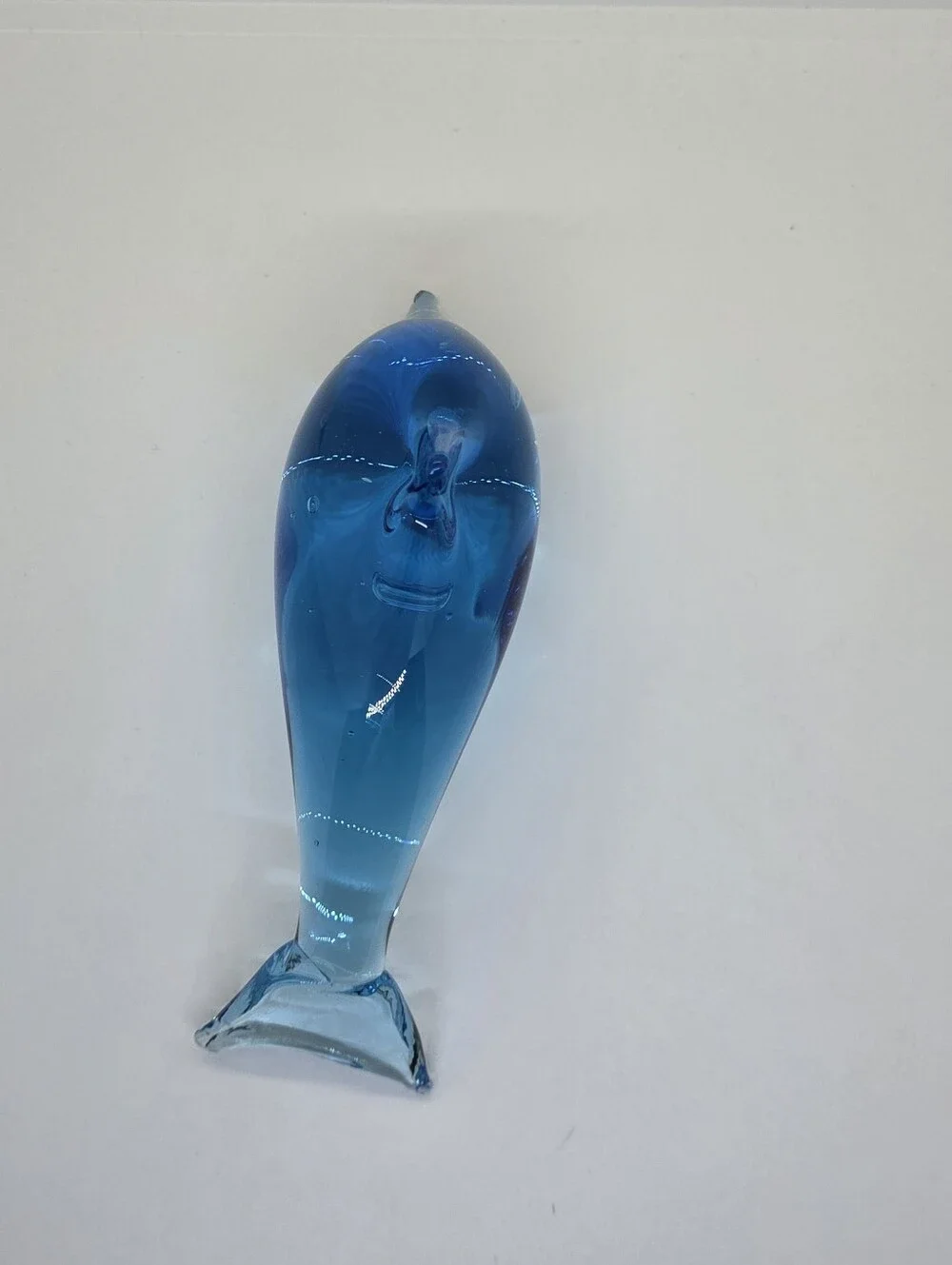 Blue Art Glass Dolphin Figurine - Decorative Home Accent
